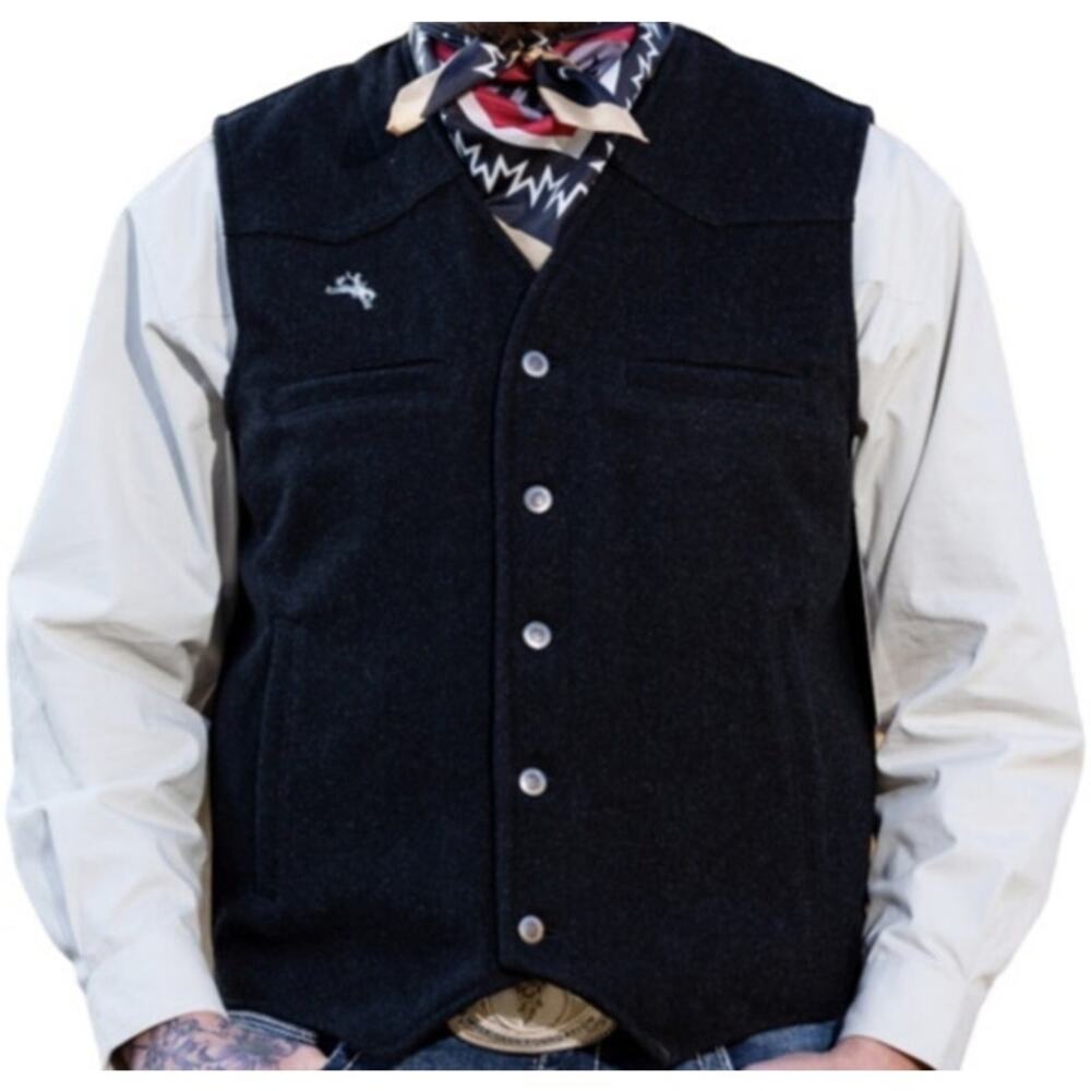 Wyoming Traders 100% Australian Wool Vest Water Resistant Pockets Lined Black XL
